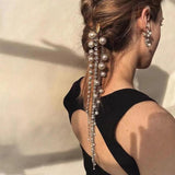 Rhinestone Tassel Chain Hair Fork Hairpins for Women