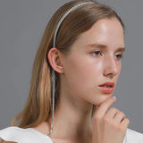 Bride Rhinestone Tassel Headband Chain Bling Crystal Hairpiece Wedding Jewelry