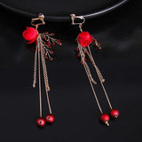 3 Pcs Red Rose Flower Pearl Wedding Hair Accessories Set