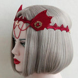Women Headbands Halloween Red Felt Animal Ears Bat Devil Wings