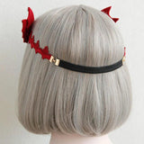 Women Headbands Halloween Red Felt Animal Ears Bat Devil Wings