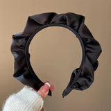 Pleated Wide-brimmed Satin Headbands for Women