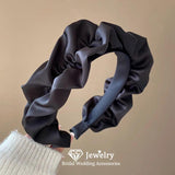 Pleated Wide-brimmed Satin Headbands for Women