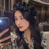 Pleated Wide-brimmed Satin Headbands for Women