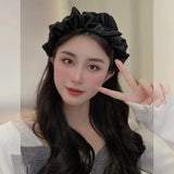 Pleated Wide-brimmed Satin Headbands for Women