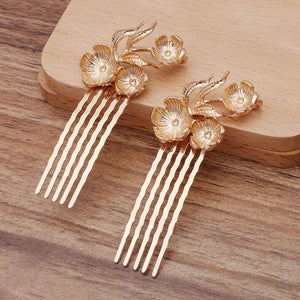 10 PCS Alloy Flowers Branch Hair Combs Base Gold/Silver 5 Teeth Hair Combs