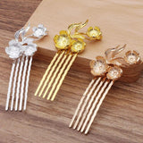10 PCS Alloy Flowers Branch Hair Combs Base Gold/Silver 5 Teeth Hair Combs