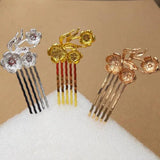 10 PCS Alloy Flowers Branch Hair Combs Base Gold/Silver 5 Teeth Hair Combs