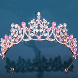 Pink Crystal Tiara For Girls Princess Queen Party Crown Jewelry