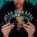 Green Crystal Tiara Crown Princess Queen Rhinestone Tiara Wedding Headdress
