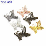 20 PCS 36*25mm Copper Butterfly Hair Clip Base Setting Gold/Silver DIY Jewelry