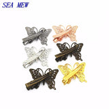 20 PCS 36*25mm Copper Butterfly Hair Clip Base Setting Gold/Silver DIY Jewelry