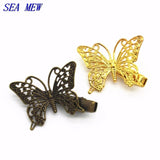 20 PCS 36*25mm Copper Butterfly Hair Clip Base Setting Gold/Silver DIY Jewelry