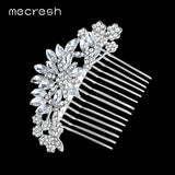 Mecresh Rhinestone Flowers Bridal Hair Combs Crystal Hair Accessories