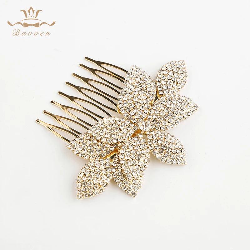 Plated Crystal Woman Hair Comb for Wedding Brides