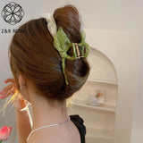 Vintage Rose Barrette Girls Flower Hair Clip Ribbon Wrap Woman Hair Claw