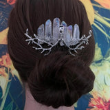 Witch Crystal Branch Skull Hair Comb Crown Hairpin