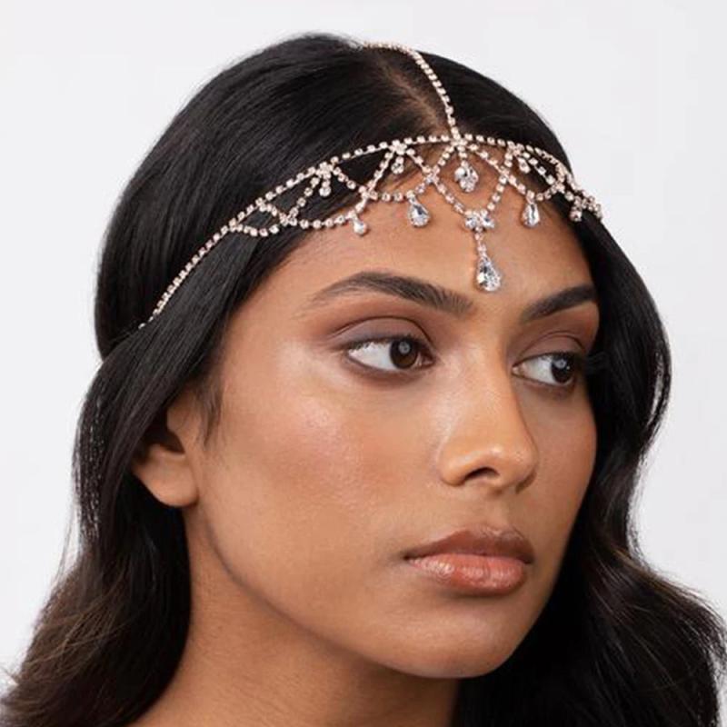 Stonefans Bohemia Water Drop Head Chain Rhinestone Bridal Forehead Chain