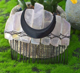 Natural Amethyst Dark Moon Hair Comb Crown Hairpin