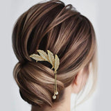 Crystal Leaf Hair Fork U-Shaped Hairpins Silver Hair Clips for Women