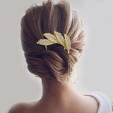 Crystal Leaf Hair Fork U-Shaped Hairpins Silver Hair Clips for Women