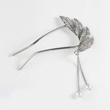 Crystal Leaf Hair Fork U-Shaped Hairpins Silver Hair Clips for Women