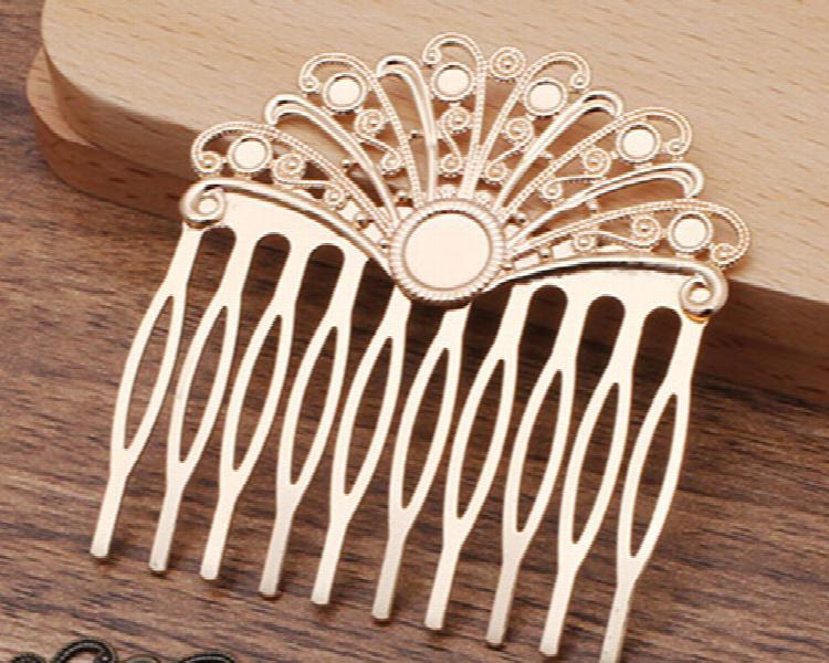 10pcs 55*60mm Copper Filigree Hair Combs Base Wedding DIY Jewelry Accessory
