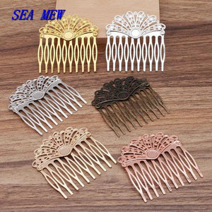 10pcs 55*60mm Copper Filigree Hair Combs Base Wedding DIY Jewelry Accessory