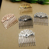 10pcs 55*60mm Copper Filigree Hair Combs Base Wedding DIY Jewelry Accessory