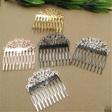 10pcs 55*60mm Copper Filigree Hair Combs Base Wedding DIY Jewelry Accessory