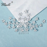 Bridal Wedding Hair Combs Clips Silver Rhinestone Flower Jewelry