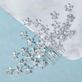Bridal Wedding Hair Combs Clips Silver Rhinestone Flower Jewelry