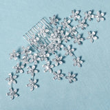 Bridal Wedding Hair Combs Clips Silver Rhinestone Flower Jewelry