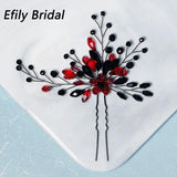 Red Crystal Flower Hair Forks Pins Women Hair Accessories