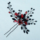 Red Crystal Flower Hair Forks Pins Women Hair Accessories
