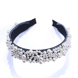 Baroque Velvet Hairband Lady Headpiece with Simulated Pearl for Banquet Party