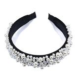 Baroque Velvet Hairband Lady Headpiece with Simulated Pearl for Banquet Party
