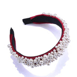 Baroque Velvet Hairband Lady Headpiece with Simulated Pearl for Banquet Party