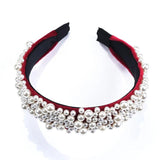 Baroque Velvet Hairband Lady Headpiece with Simulated Pearl for Banquet Party
