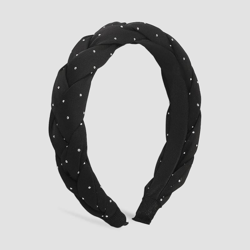 Plaid Rhinestone Headband Twist Turban Hair Accessories