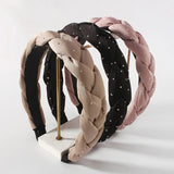 Plaid Rhinestone Headband Twist Turban Hair Accessories