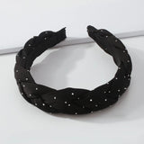 Plaid Rhinestone Headband Twist Turban Hair Accessories