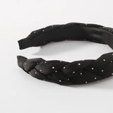 Plaid Rhinestone Headband Twist Turban Hair Accessories