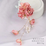 Vintage Silk Flower Hairpin Tassel Head Flower Clip