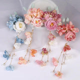 Vintage Silk Flower Hairpin Tassel Head Flower Clip