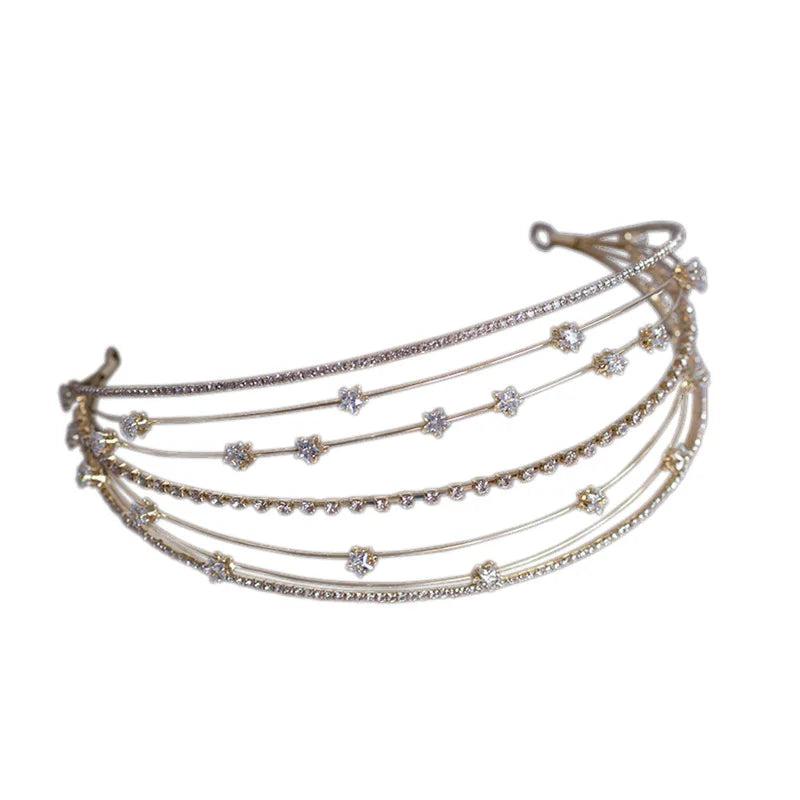 Multi-Layer Rhinestone Thin Hair Hoop For Wedding