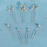 7pcs Wedding Pearl Rhinestone Hair Pins Hair Accessories Bridal Headpiece