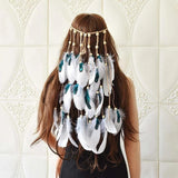 Boho Style Leather Feather Headdress Hair Accessories with Beads