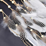 Boho Style Leather Feather Headdress Hair Accessories with Beads