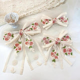 Lace Embroidery Big Bow Hairpin Net Red Back Head Hairpin Headdress